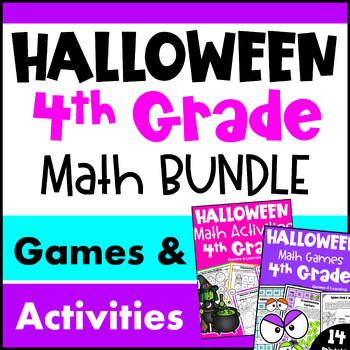 Preview of 4th Grade BUNDLE: Fun Halloween Math Activities with Games and Worksheets