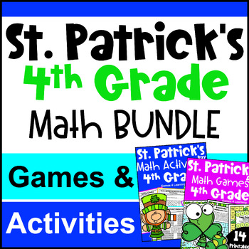 Preview of 4th Grade BUNDLE: Fun St. Patrick's Day Math Activities with Games & Worksheets
