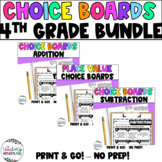 4th Grade - BUNDLE - Math Menus - Choice Boards and Activi