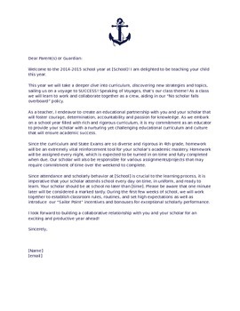 Preview of 4th Grade Back To School Welcome Letter- Voyage Themed