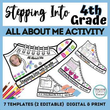 Preview of 4th Grade Back to School Activity, All About Me Book with Bulletin Board Idea