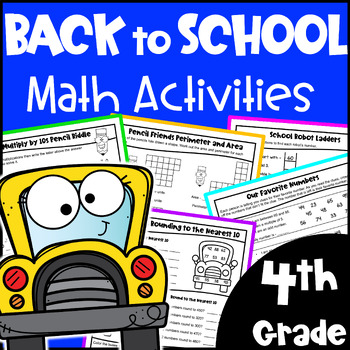 Preview of 4th Grade Back to School - Fun Math Activities Worksheets - Print & Digital