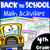 4th Grade Back to School - Fun Math Activities Worksheets 