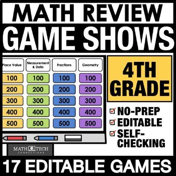 Preview of 4th Grade Math Spiral Review Game Show PowerPoint TEST PREP Activities BUNDLE