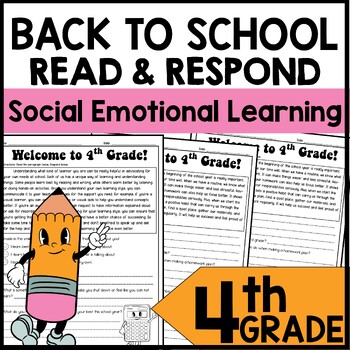 Preview of BTS 4th Grade Back to School Read & Respond (SEL)