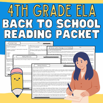 Preview of 4th Grade Back to School Reading Comprehension Packet & Worksheets