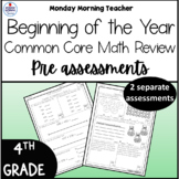 4th Grade Beginning of Year Common Core Math Review Pre-As