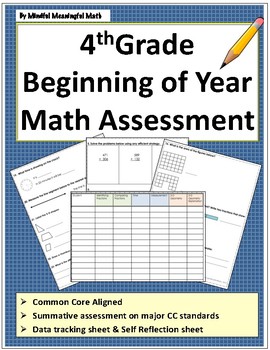 Preview of 4th Grade Beginning of the Year Math Assessment