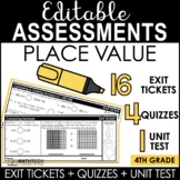 4th Grade Beginning of the Year Math Assessments Place Val