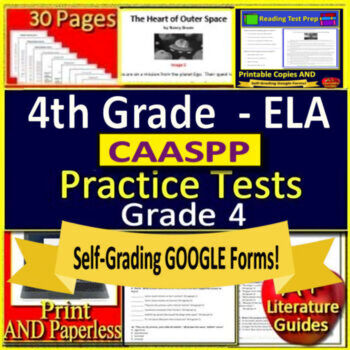 Preview of 4th Grade CAASPP Test Prep Practice English Language Arts - SELF-GRADING GOOGLE!
