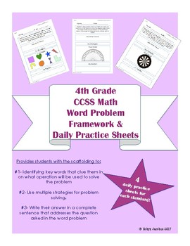 Preview of 4th Grade CCSS Aligned Word Problem Daily Practice