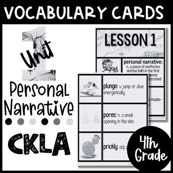 Preview of 4th Grade- CKLA Unit 1: Personal Narratives - Vocabulary Cards with PICTURES
