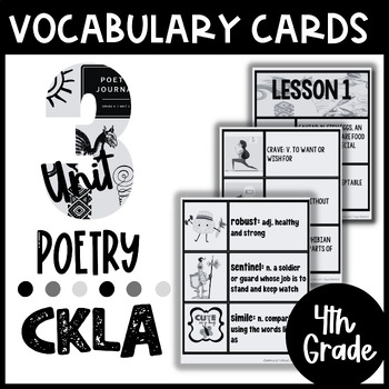 Preview of 4th Grade CKLA Unit 3: Poetry- Vocabulary Word Wall Cards with Pictures
