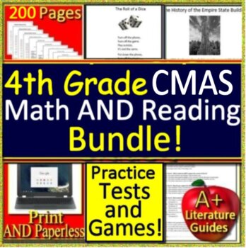 Preview of 4th Grade CMAS Test Prep ELA Reading and Math Practice Tests and Games Colorado