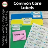 4th Grade COMMON CORE Standards FILE FOLDER LABELS 