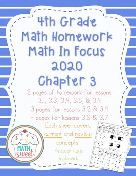 Preview of 4th Grade Chapter 3 Homework Math in Focus 2020