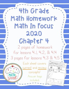 Preview of 4th Grade Chapter 4 Homework Math in Focus 2020