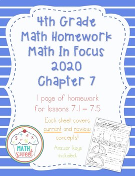 Preview of 4th Grade Chapter 7 Homework Math in Focus 2020