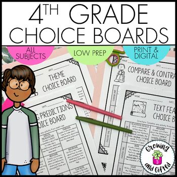 Preview of 4th Grade Choice Boards for Differentiation - ELA, Math, Science, Social Studies