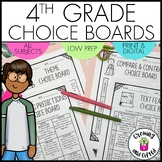 4th Grade Choice Boards for Differentiation - ELA, Math, S