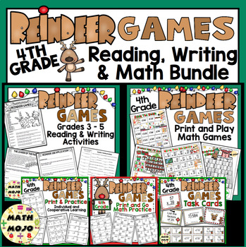 Preview of 4th Grade Christmas Activities 4th Grade Reindeer Games Reading, Writing, & Math