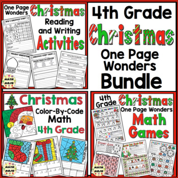 Preview of 4th Grade Christmas Activities: Christmas Reading, Writing, and Math