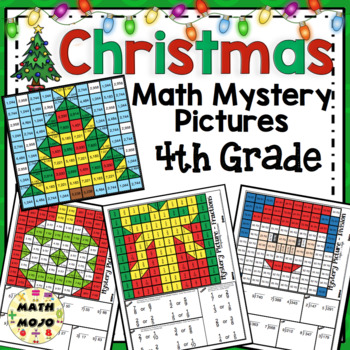 Preview of 4th Grade Christmas Math: 4th Grade Math Mystery Pictures