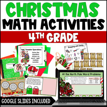 Preview of 4th Grade Christmas Math Activities | Digital Christmas Math Activities