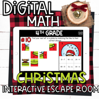Preview of 4th Grade Christmas Math Digital Escape Room Breakout | Distance Learning