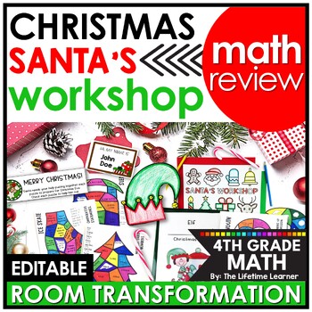 Preview of 4th Grade Christmas Math Review Holiday Classroom Transformation Escape Room