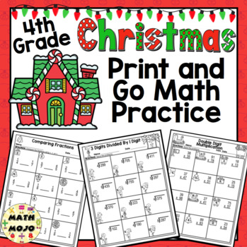 Preview of 4th Grade Christmas Math: Print and Practice Christmas Themed Fourth Grade Math