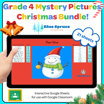 Preview of 4th Grade Christmas Mystery Pictures Bundle!