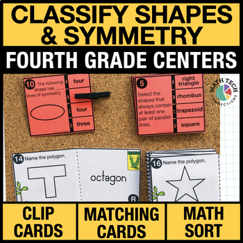 Preview of 4th Grade Classify Shapes & Symmetry Math Centers - 4th Grade Math Review Games