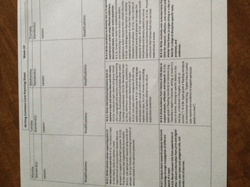 Preview of 4th Grade Common Core Aligned Writing Plan Sheet (Includes Standards)