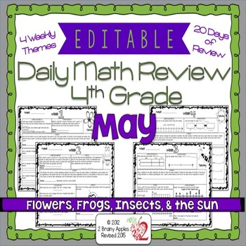 Preview of Math Morning Work 4th Grade May Editable, Spiral Review, Distance Learning