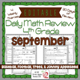 Math Morning Work 4th Grade September Editable, Spiral Rev