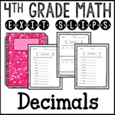 Decimals Math Exit Slips Assessments 4th Grade Common Core