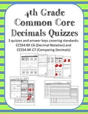 4th Grade Common Core Decimals Quizzes
