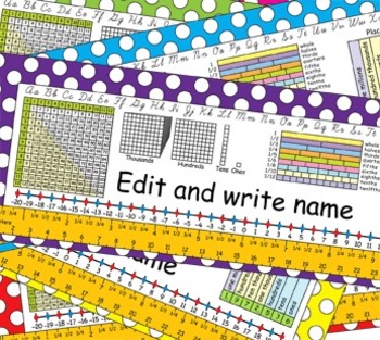 Preview of 4th Grade Common Core Desk Plates Dots Editable