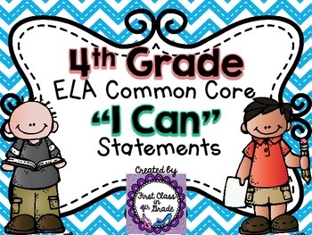 Preview of 4th Grade Common Core ELA "I Can" Statements (Chevron)