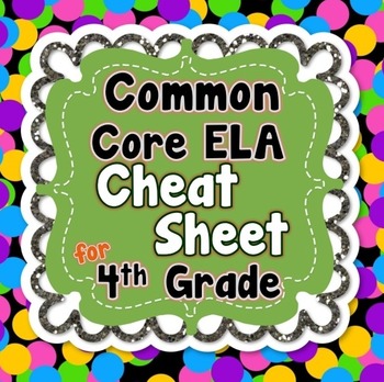 Preview of 4th Grade Common Core ELA Standards CHEAT SHEET (ALL standards on 1 PAGE)