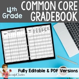 4th Grade Common Core Gradebook for your Teacher Binder