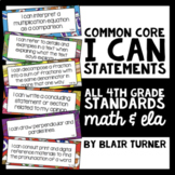 4th Grade Common Core "I CAN" Statements - ELA/Math BUNDLE