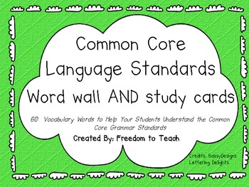 Preview of 4th Grade Common Core Language/grammar Word Wall/Test Study Vocabulary Cards