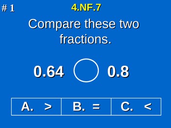 Preview of 4th Grade Common Core Math - Compare Two Decimals to Hundredths 4.NF.7