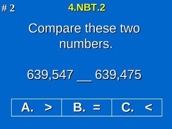 Preview of 4th Grade Common Core Math - Compare Two Multi-Digit Numbers 4.NBT.2