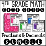 Math Exit Slips Assessments Fractions and Decimals Bundle 