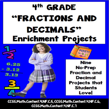 Preview of 4th Grade Fractions and Decimals Enrichment Projects, Vocabulary Handout