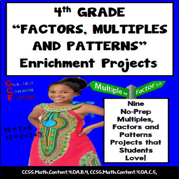 Preview of 4th Grade Factors and Multiples Projects + Patterns & Vocabulary
