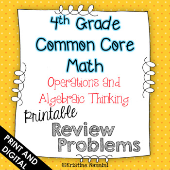 4th Grade Math Review or Homework Problems Operations and Algebraic ...